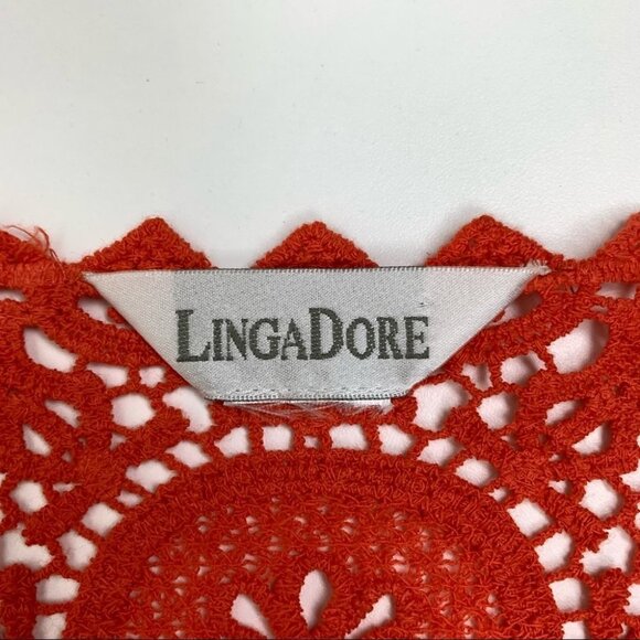 LINGADORE  Orange Crocheted Sweater - Picture 2 of 5